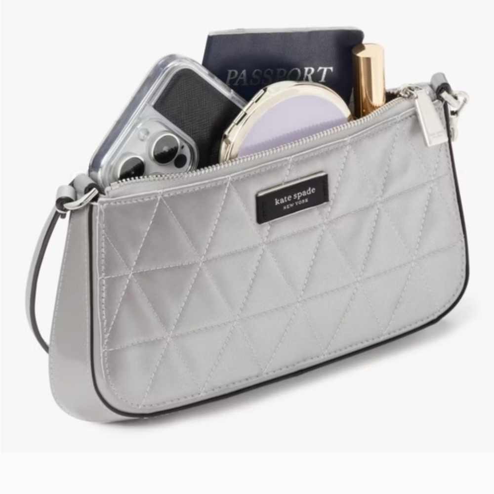 Kate Spade Nwot Sam Icon Quilted Satin Mini Pochette - Picture 4 of 14
